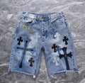 Bleached-Washed Patchwork Jorts