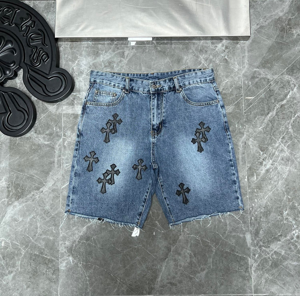 Black Cross Patchwork Jorts