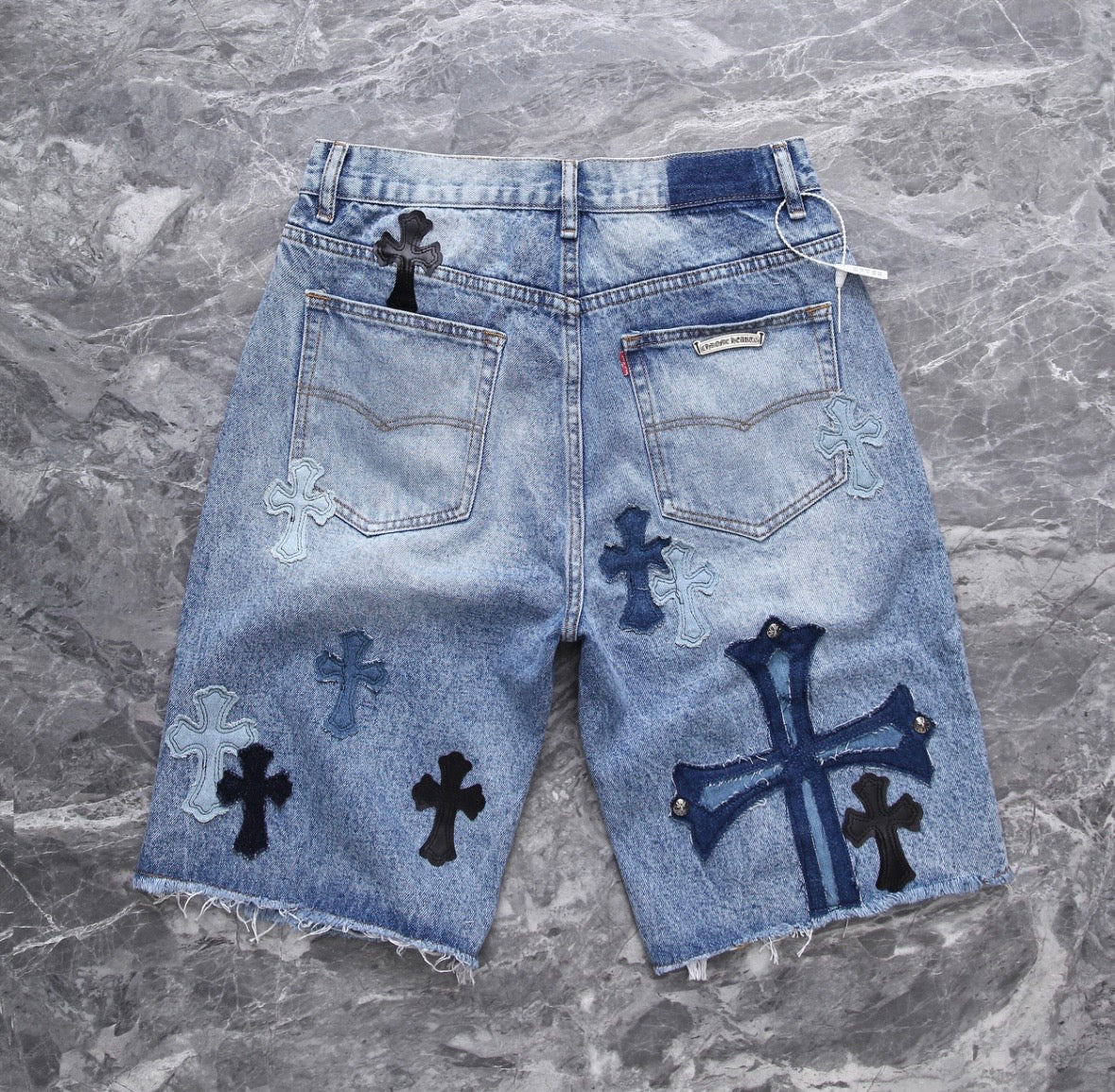 Bleached-Washed Patchwork Jorts