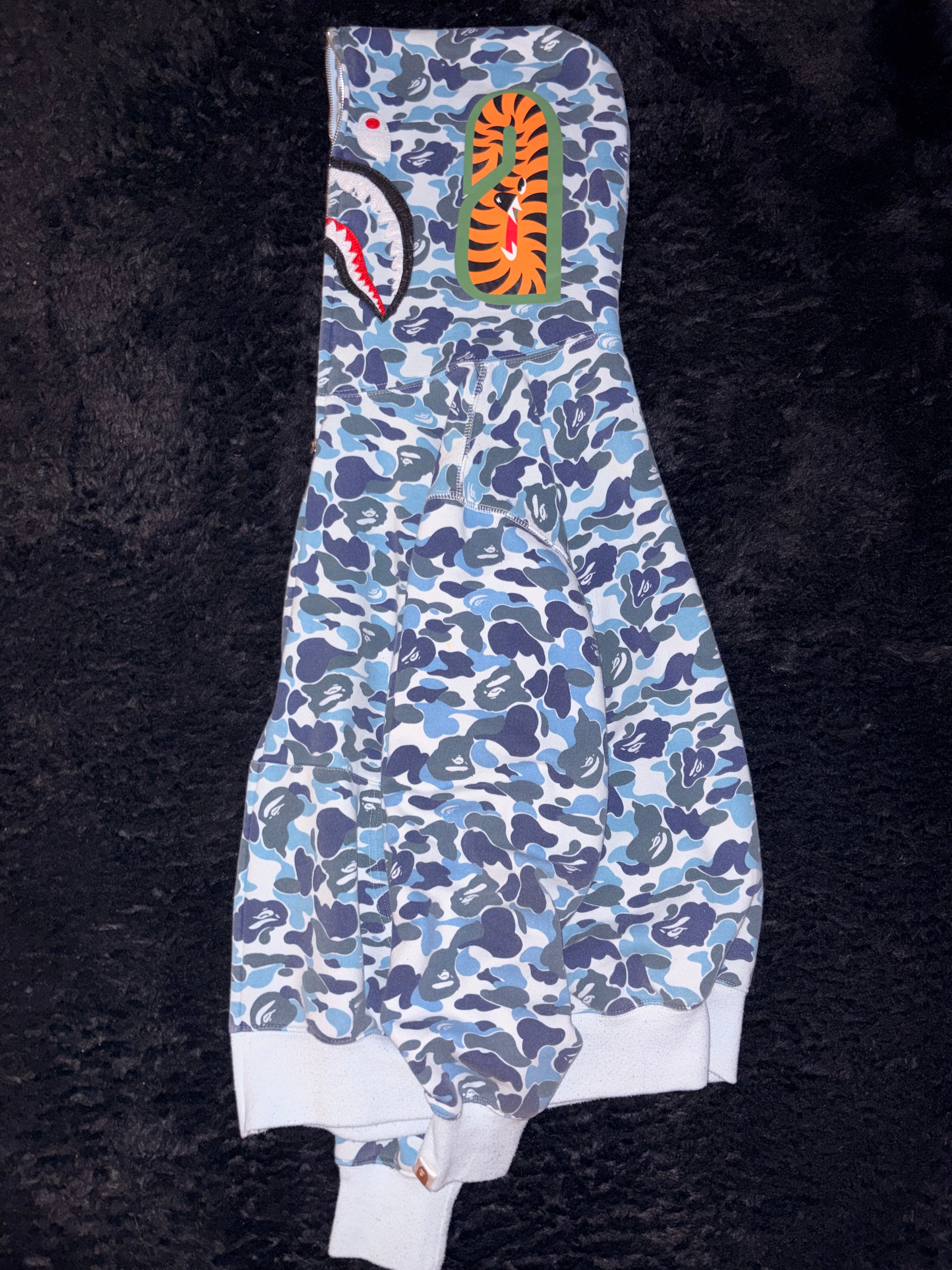 Blue Camo BAPE Shark Zipup Hoodie