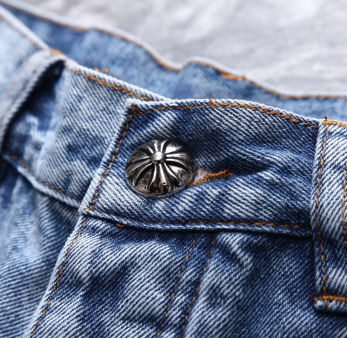 Bleach-Washed Multi-Style Cross Patchwork Jorts