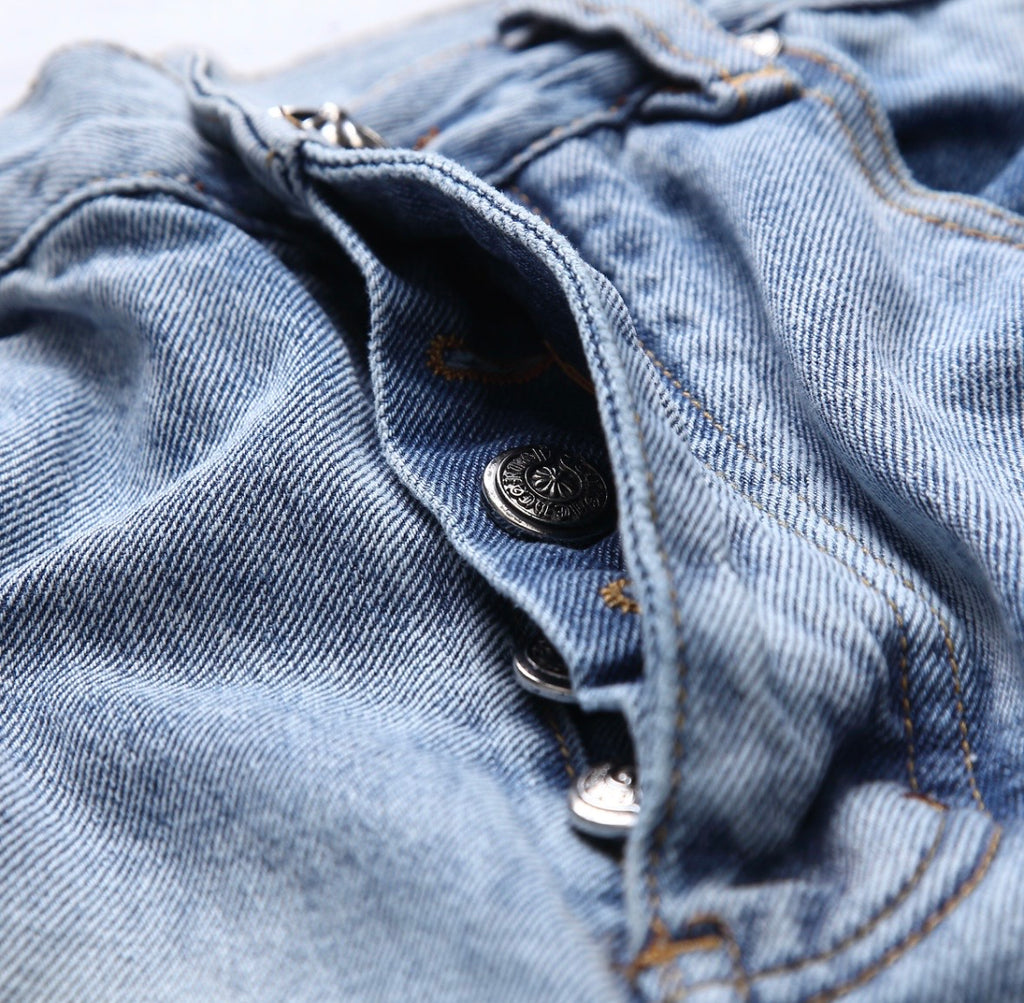 Bleach-Washed Black Cross Patchwork Jorts