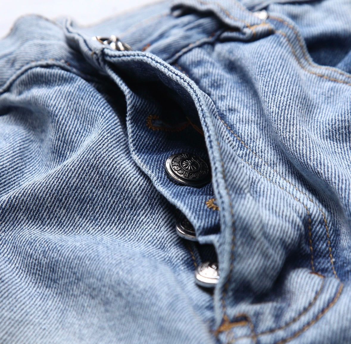 Bleach-Washed Black Cross Patchwork Jorts