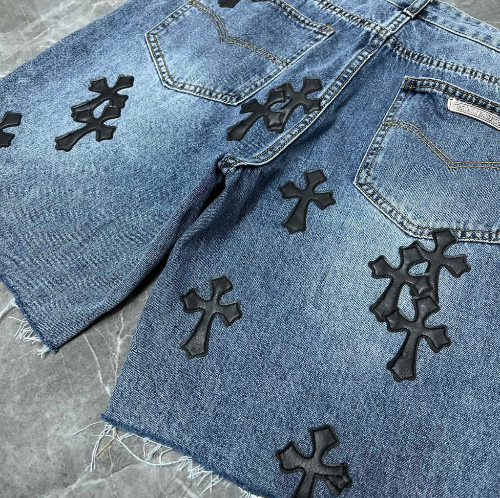 Black Cross Patchwork Jorts