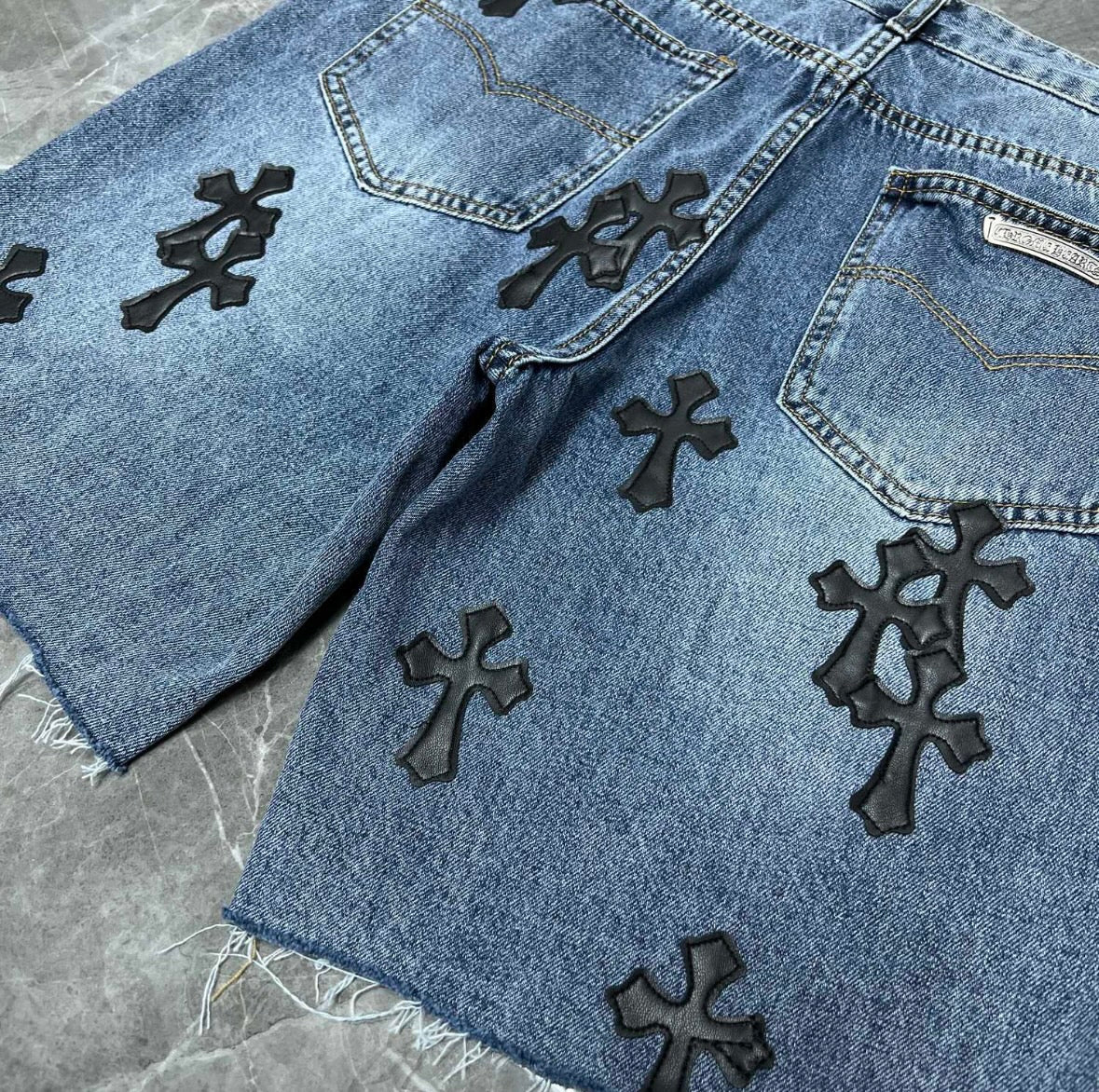Black Cross Patchwork Jorts