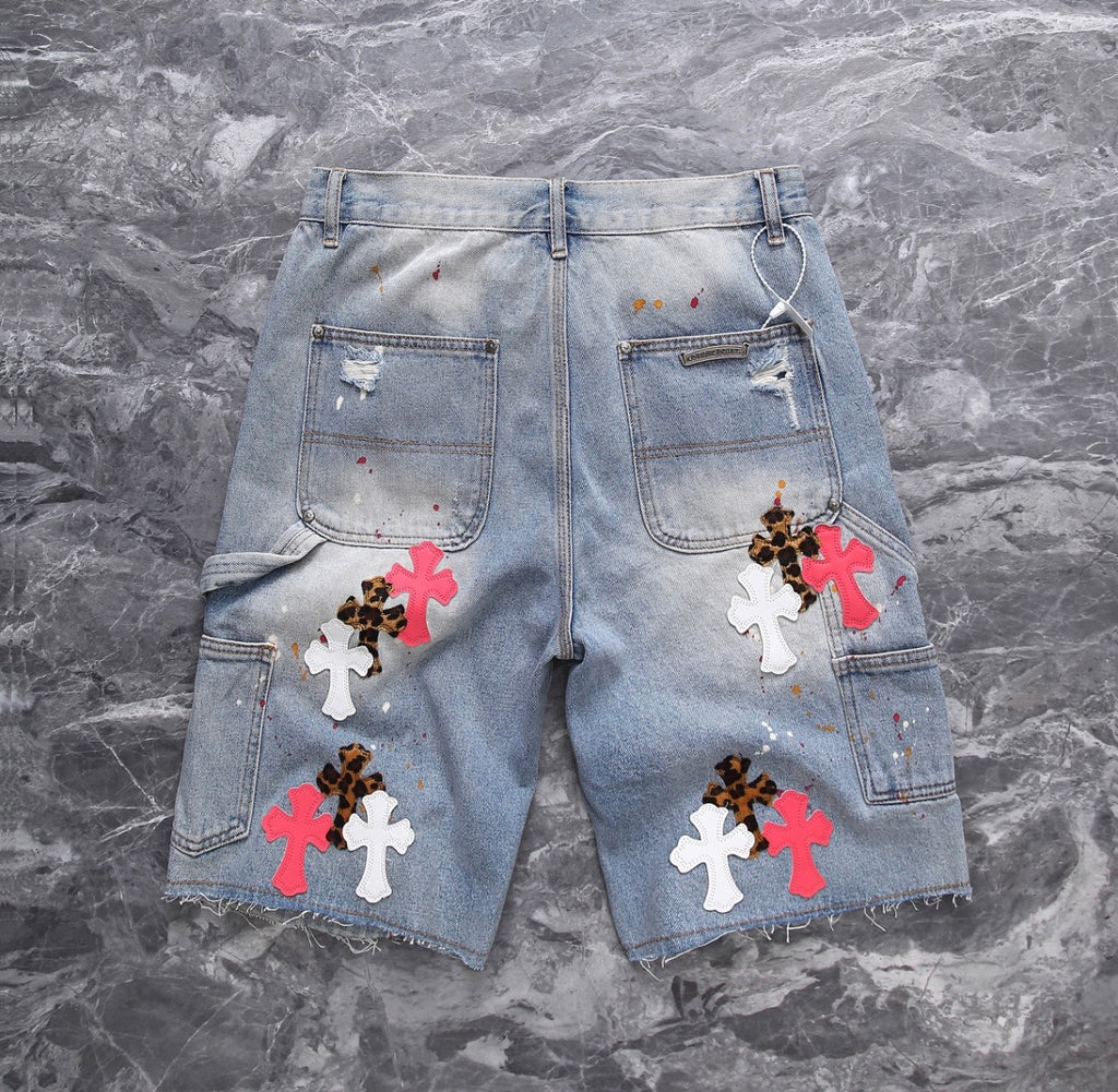 Multicolor Bleached-Washed Jorts