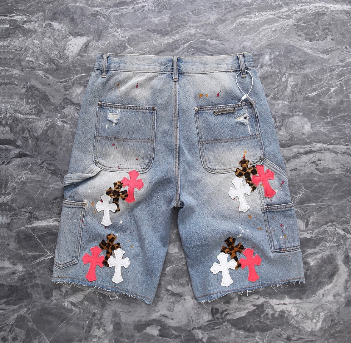 Multicolor Bleached-Washed Jorts