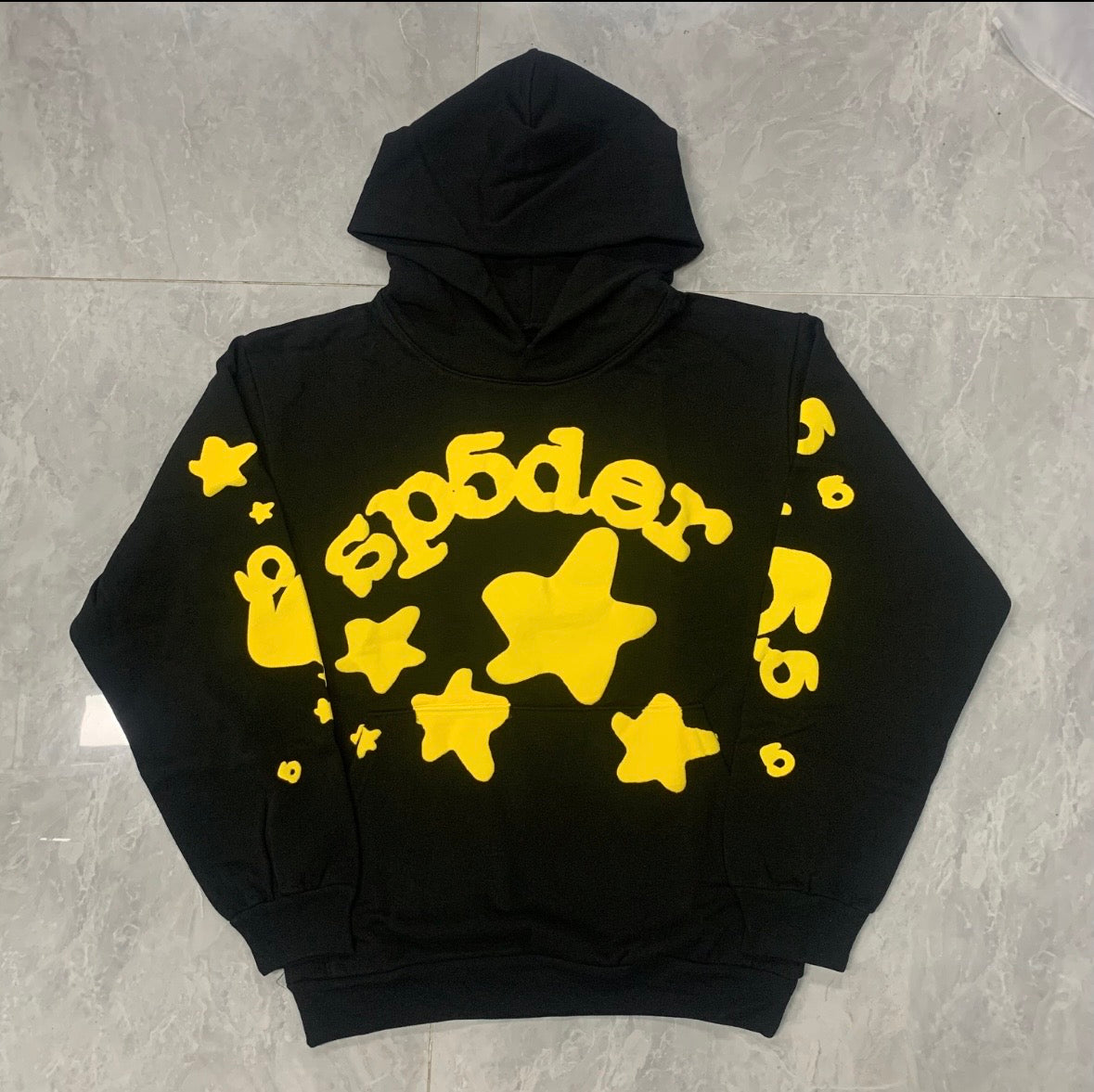 Black/Yellow SP5DER Hoodie