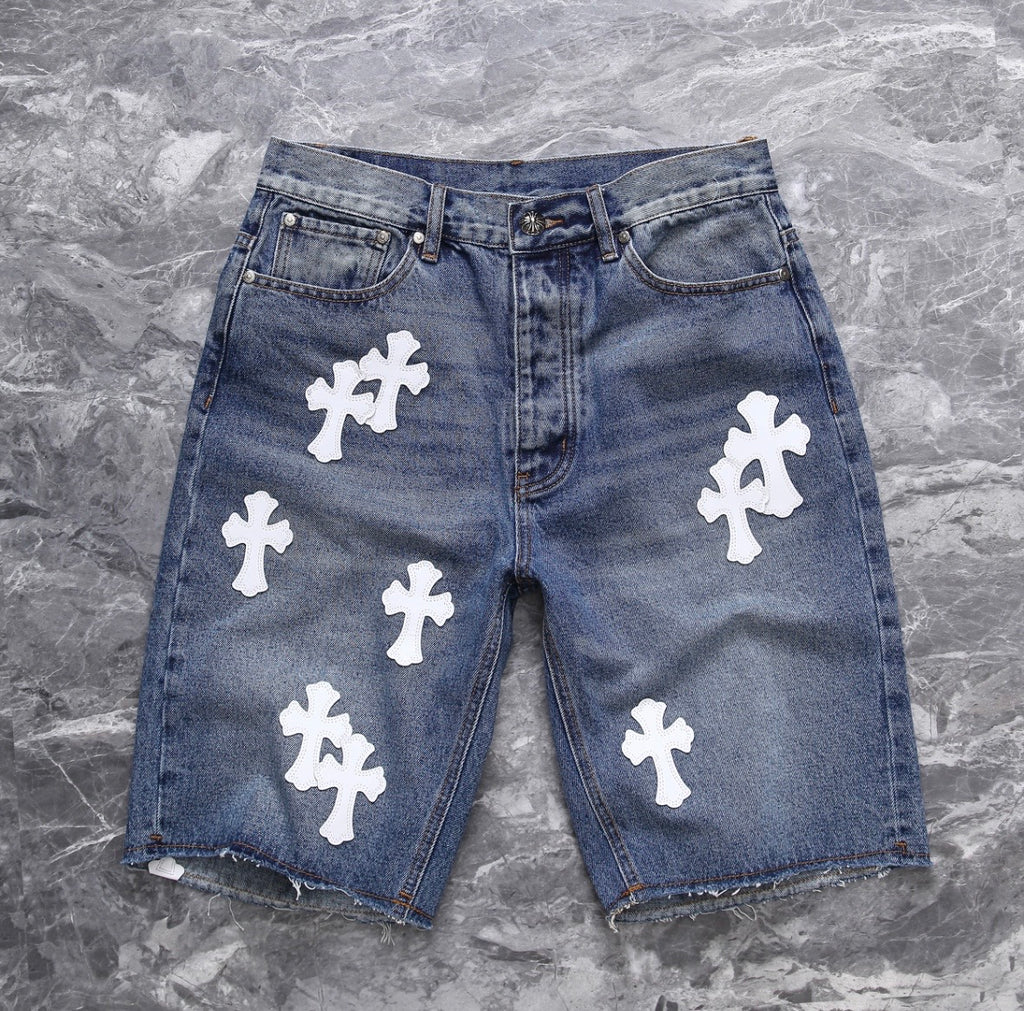 White Cross Patchwork Jorts
