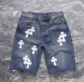 White Cross Patchwork Jorts
