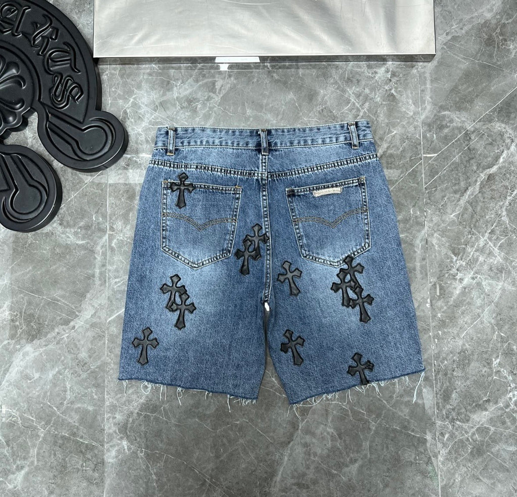 Black Cross Patchwork Jorts