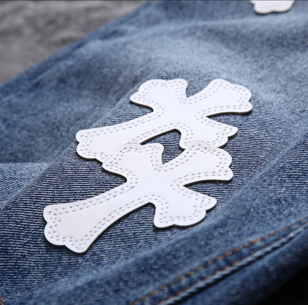 White Cross Patchwork Jorts