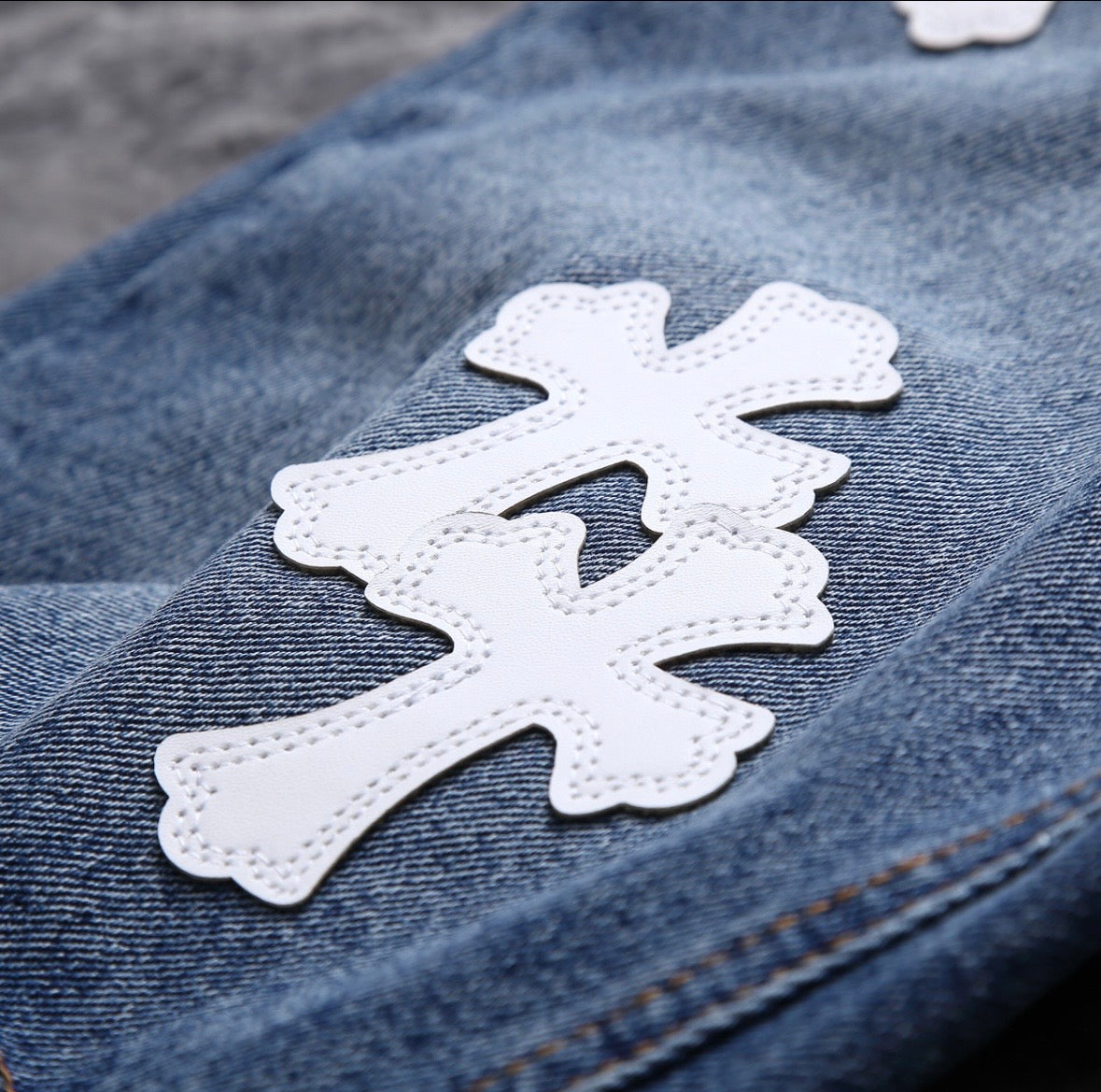 White Cross Patchwork Jorts