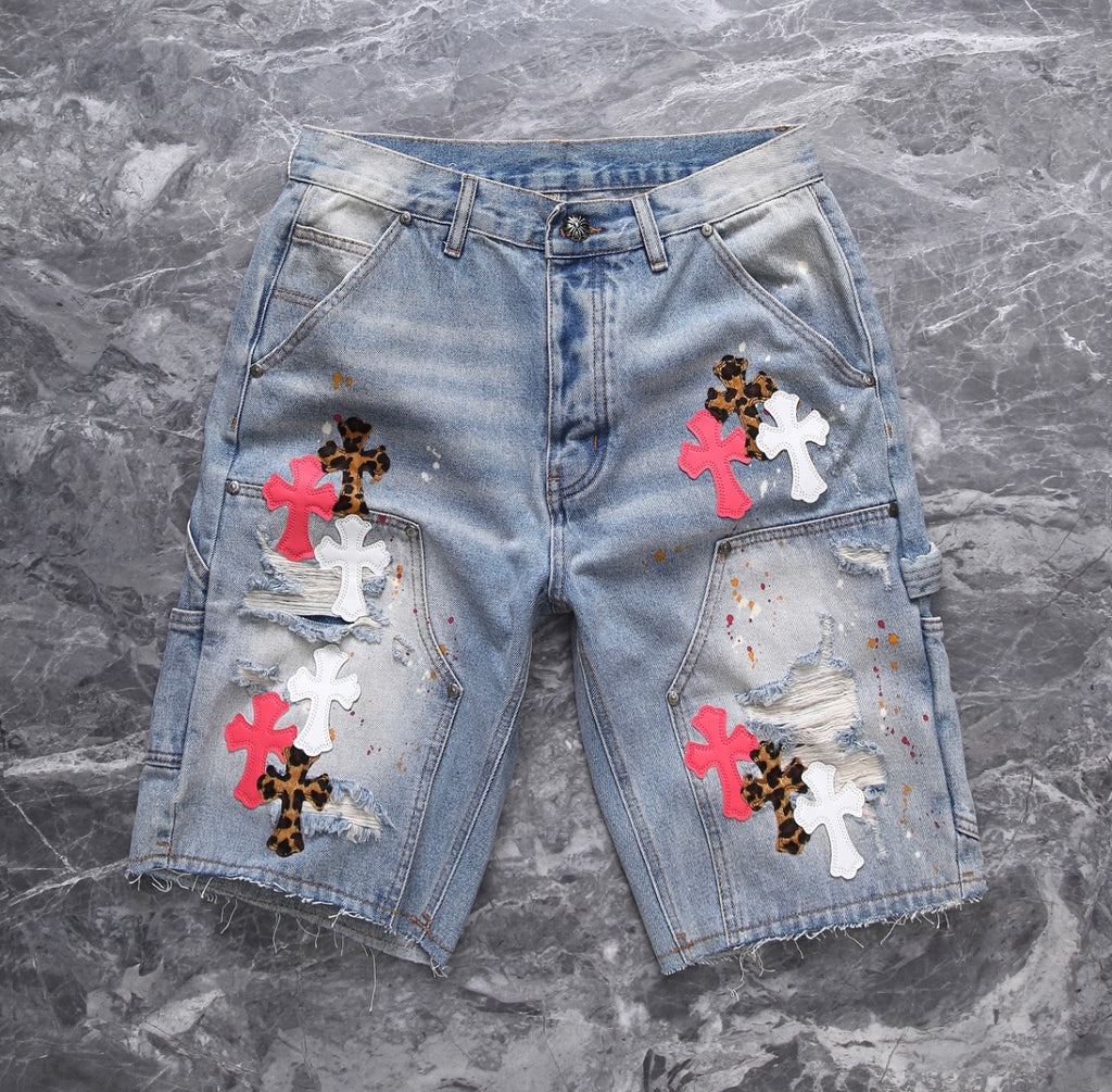 Multicolor Bleached-Washed Jorts