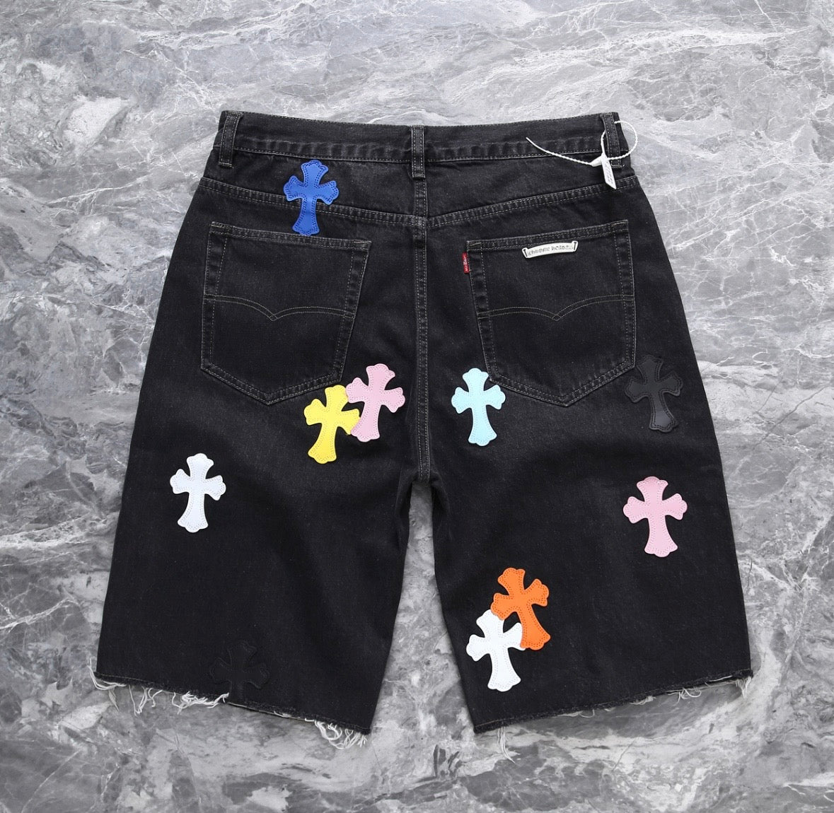Black Multicolor Jorts