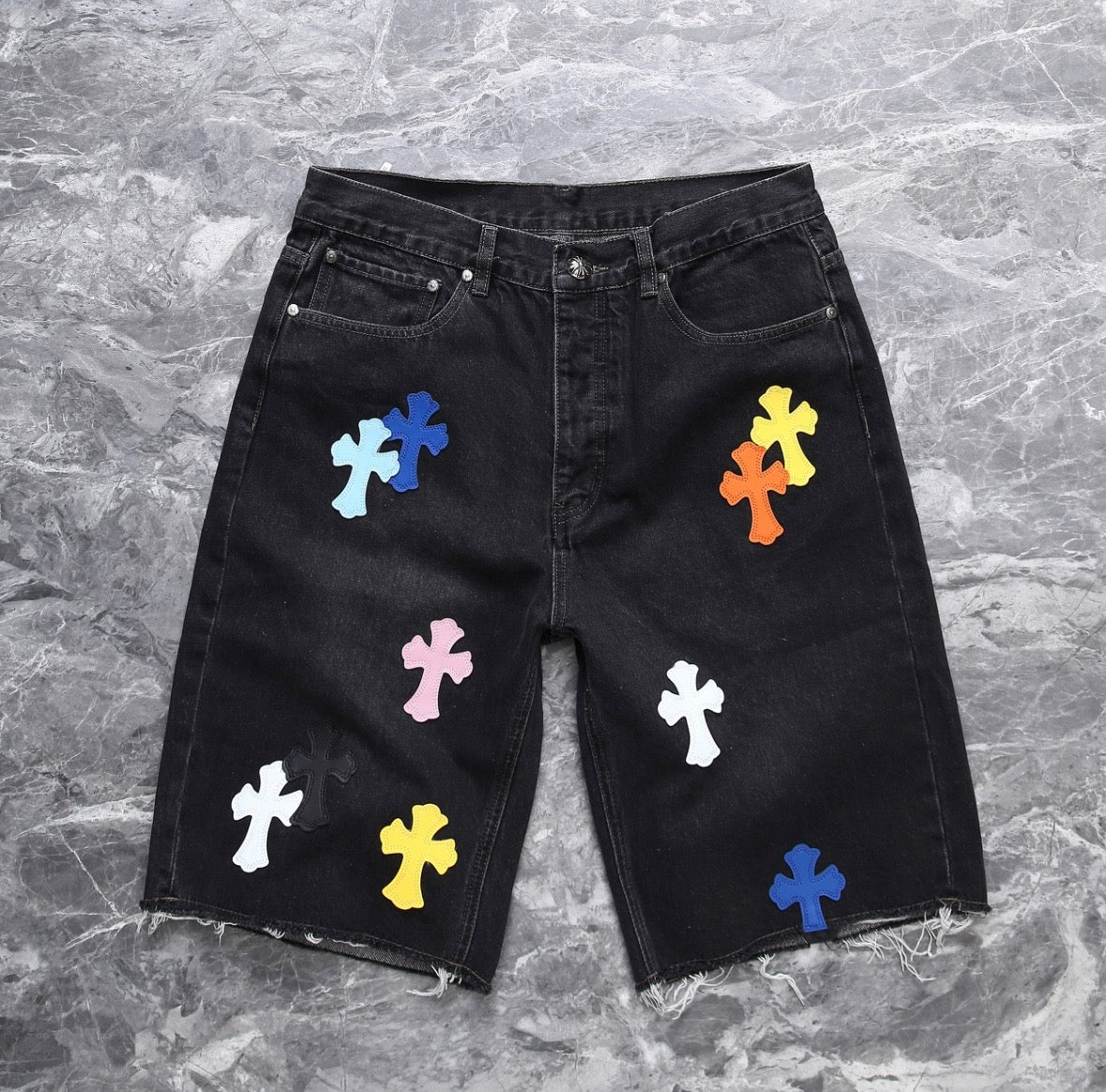 Black Multicolor Jorts