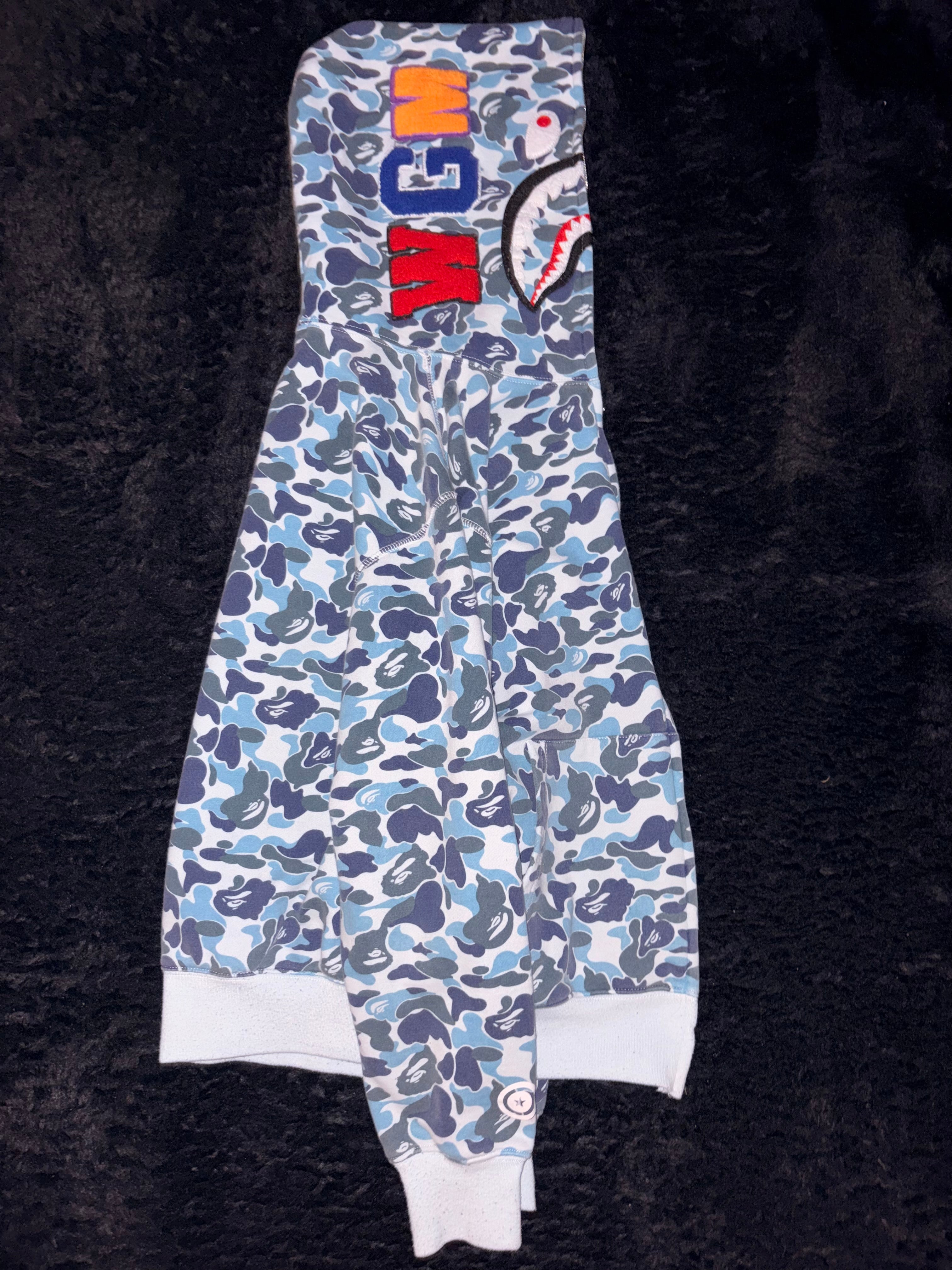 Blue Camo BAPE Shark Zipup Hoodie