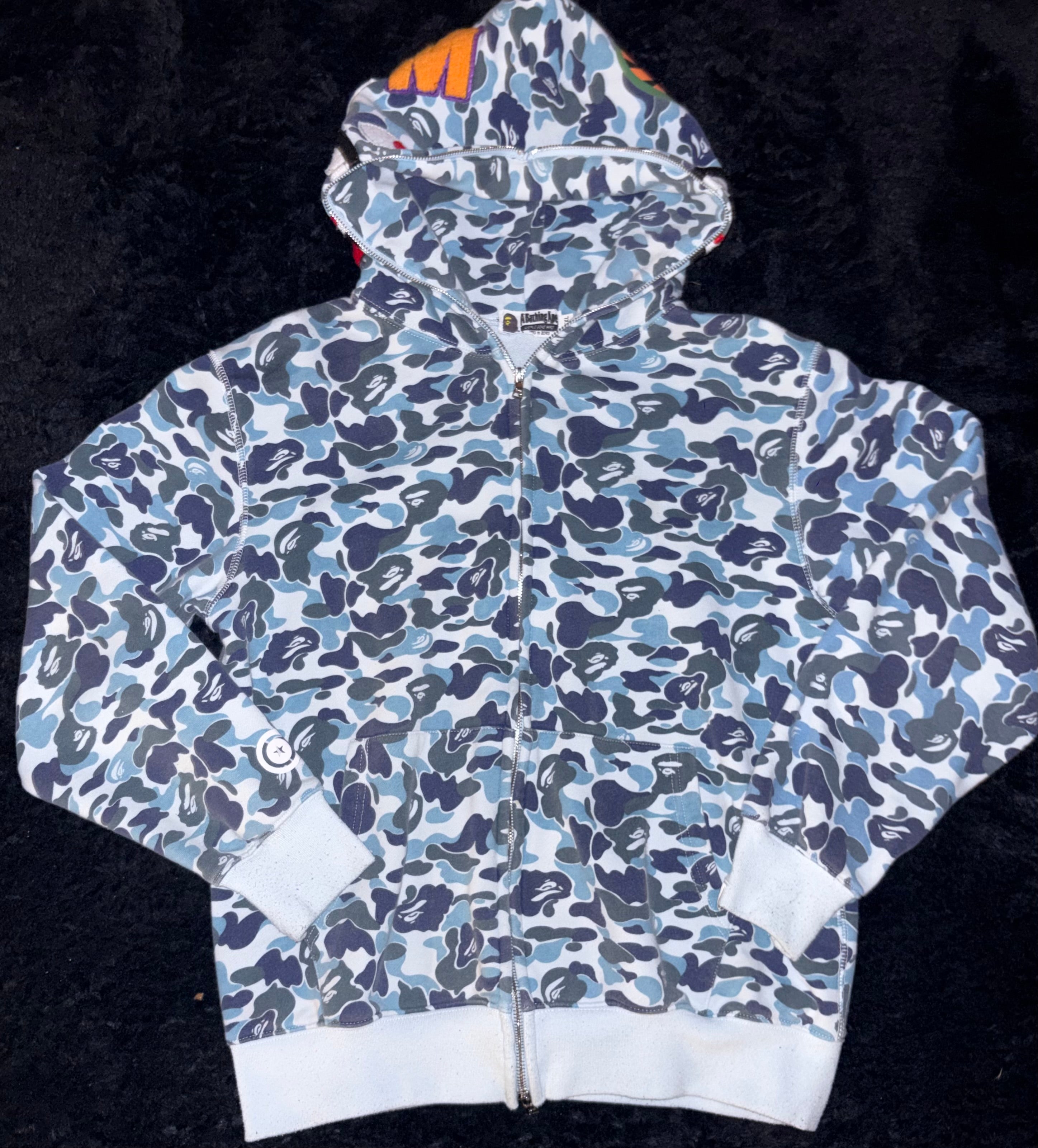 Blue Camo BAPE Shark Zipup Hoodie