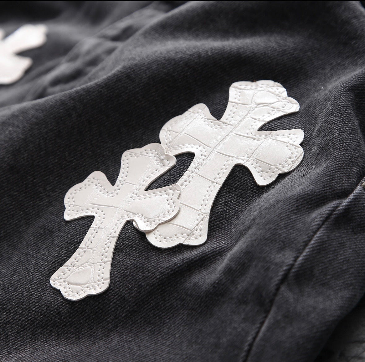 Black White-Cross Patchwork Jorts