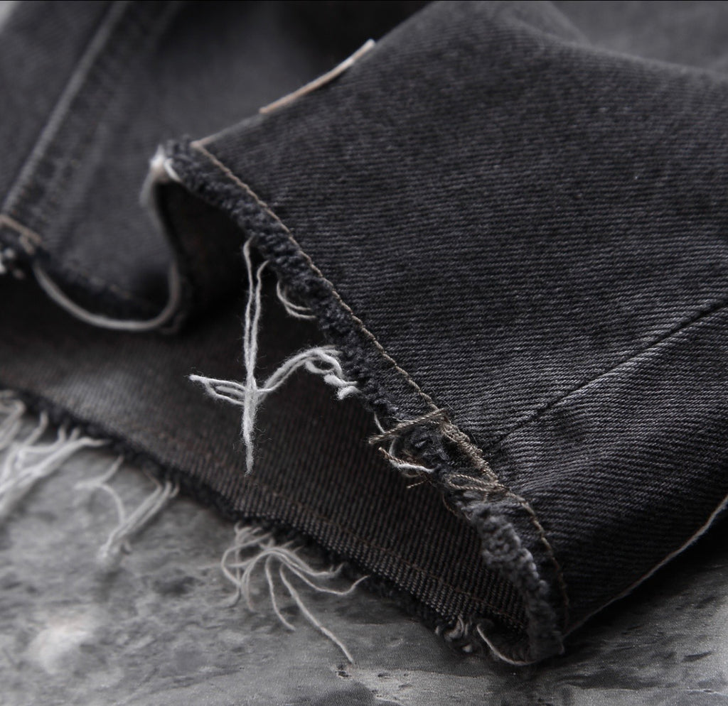Black White-Cross Patchwork Jorts