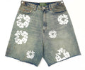 Bleach-Wash Rustic Denim Tears Jorts